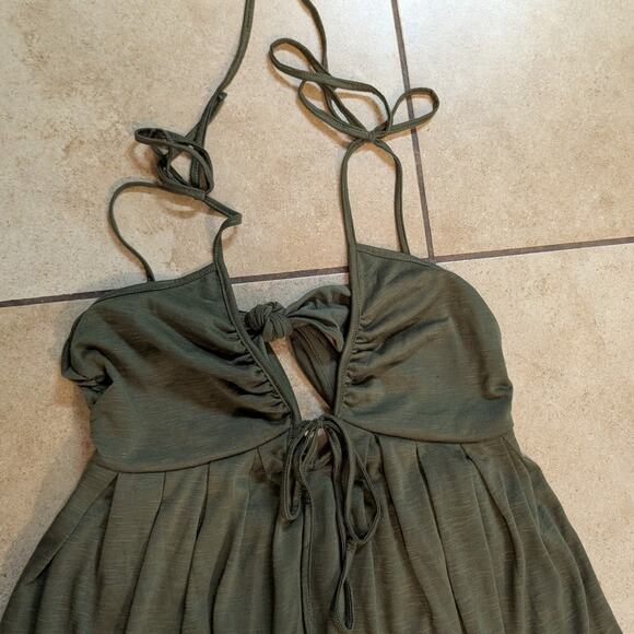 Strappy Olive Green Tie Back Maxi Dress - Picture 4 of 8